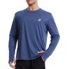 imageRoadbox Mens UPF 50 UV Sun Protection Shirts SPF Long Sleeve Lightweight Water Swim Rash Guard for Fishing Running HikingDeep Sea Blue