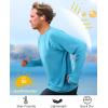 imageRoadbox UPF 50 Mens Swim Shirts Long Sleeve Sun Protection Fishing Rash Guard Quick Dry UV Hiking Shirt with ThumbholeBlue