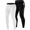 imageRoadbox 1 or 2 Pack Compression Pants Men Running Workout Leggings with Pockets Gym Basketball Athletic Tights Base LayerBlackwhite