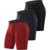 imageRoadbox Compression Shorts for Men 3 Pack Athletic Workout Underwear Running Gym Spandex Base Layer Boxer Briefs3 Pack Black  Gray  Red