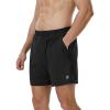 imageRoadbox Mens 5 Inch Running Athletic Quick Dry Shorts with Pockets for Workout Gym ExerciseBlack