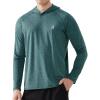 imageRoadbox Mens UPF 50 Fishing Shirts Long Sleeve UV Sun Protection SPF Hoodie Quick Dry Swim Rash Guard for Outdoor HikingGray Emerald Green