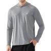 imageRoadbox Mens UPF 50 Fishing Shirts Long Sleeve UV Sun Protection SPF Hoodie Quick Dry Swim Rash Guard for Outdoor HikingLight Grey