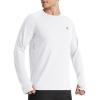 imageRoadbox Mens UPF 50 Swim Rash Guard Long Sleeve UV Sun Protection SPF Water Shirts Quick Dry for Outdoor Fishing Hiking White