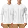 imageRoadbox Mens UPF 50 UV Sun Protection Shirts Outdoor Long Sleeve SPF Rash Guard for Fishing Hiking Swimming Running2 Pack  White