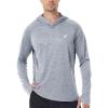 imageRoadbox UPF 50 Fishing Shirts for Men Long Sleeve SPF UV Sun Protection Hoodie with Thumb Holes Swim Running Rash GuardLight Grey