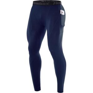 imageRoadbox 1 or 2 Pack Compression Pants Men Running Workout Leggings with Pockets Gym Basketball Athletic Tights Base LayerNavy Blue