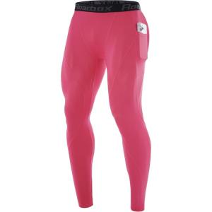 imageRoadbox 1 or 2 Pack Compression Pants Men Running Workout Leggings with Pockets Gym Basketball Athletic Tights Base LayerRose Red