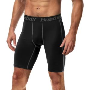 imageRoadbox 1 or 2 Pack Compression Shorts for Men Athletic Workout Performance Underwear Running Gym Spandex Sport Base Layer1 Pack Black