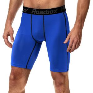 imageRoadbox 1 or 2 Pack Compression Shorts for Men Athletic Workout Performance Underwear Running Gym Spandex Sport Base Layer1 Pack Blue