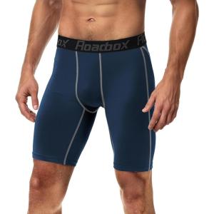 imageRoadbox 1 or 2 Pack Compression Shorts for Men Athletic Workout Performance Underwear Running Gym Spandex Sport Base Layer1 Pack Navy Blue