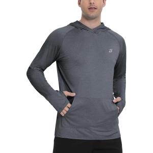 imageRoadbox Fishing Shirts for Men Long Sleeve UPF 50 Sun Protection Hoodies with Pocket Outdoor Running Hiking Rash GuardDeep Flower Gray
