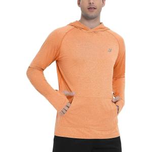 imageRoadbox Fishing Shirts for Men Long Sleeve UPF 50 Sun Protection Hoodies with Pocket Outdoor Running Hiking Rash GuardFlower Grey Orange