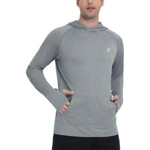 imageRoadbox Fishing Shirts for Men Long Sleeve UPF 50 Sun Protection Hoodies with Pocket Outdoor Running Hiking Rash GuardLight Floral Grey
