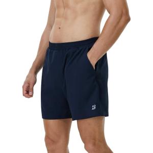 imageRoadbox Mens 5 Inch Running Athletic Quick Dry Shorts with Pockets for Workout Gym ExerciseDark Navy