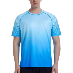 imageRoadbox Mens Swim Shirts Short Sleeve UPF 50 UV Sun Protection SPF Rash Guard Quick Dry Surf Water Beach Fishing T ShirtBlue Gradient