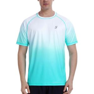 imageRoadbox Mens Swim Shirts Short Sleeve UPF 50 UV Sun Protection SPF Rash Guard Quick Dry Surf Water Beach Fishing T ShirtGreen Gradient