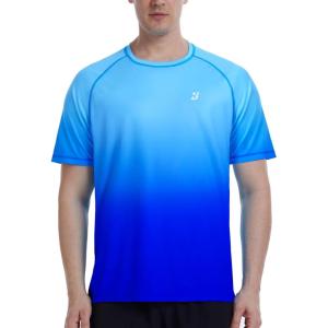 imageRoadbox Mens Swim Shirts Short Sleeve UPF 50 UV Sun Protection SPF Rash Guard Quick Dry Surf Water Beach Fishing T ShirtRoyal Blue Gradient