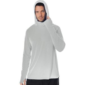 imageRoadbox Mens UPF 50 Fishing Shirt Long Sleeve UV Sun Protection Hoodies Quick Dry Rash Guard for Hiking Outdoor WorkingLight Gray