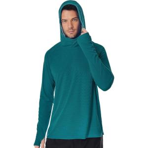 imageRoadbox Mens UPF 50 Fishing Shirt Long Sleeve UV Sun Protection Hoodies Quick Dry Rash Guard for Hiking Outdoor WorkingMalachite Green