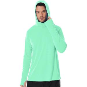 imageRoadbox Mens UPF 50 Fishing Shirt Long Sleeve UV Sun Protection Hoodies Quick Dry Rash Guard for Hiking Outdoor WorkingSeaweed Green