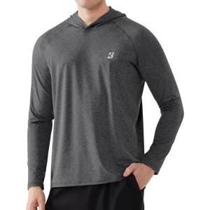 imageRoadbox Mens UPF 50 Fishing Shirts Long Sleeve UV Sun Protection SPF Hoodie Quick Dry Swim Rash Guard for Outdoor HikingDark Gray