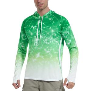 imageRoadbox Mens UPF 50 Sun Protection Rash Guard UV Outdoor Fishing Long Sleeve Shirts Swimming Hiking Shirt with ThumbholesGreen Sparkling
