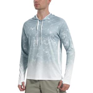 imageRoadbox Mens UPF 50 Sun Protection Rash Guard UV Outdoor Fishing Long Sleeve Shirts Swimming Hiking Shirt with ThumbholesSilver Gray