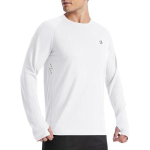 imageRoadbox Mens UPF 50 Swim Rash Guard Long Sleeve UV Sun Protection SPF Water Shirts Quick Dry for Outdoor Fishing Hiking White