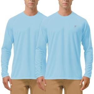 imageRoadbox Mens UPF 50 UV Sun Protection Shirts Outdoor Long Sleeve SPF Rash Guard for Fishing Hiking Swimming Running2 Pack  Blue