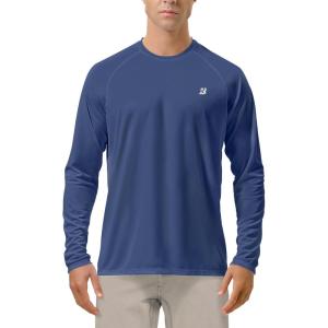 imageRoadbox Mens UPF 50 UV Sun Protection Shirts Outdoor Long Sleeve SPF Rash Guard for Fishing Hiking Swimming RunningOcean Blue