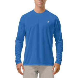 imageRoadbox Mens UPF 50 UV Sun Protection Shirts Outdoor Long Sleeve SPF Rash Guard for Fishing Hiking Swimming RunningVivid Blue