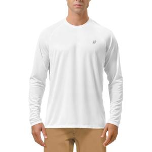 imageRoadbox Mens UPF 50 UV Sun Protection Shirts Outdoor Long Sleeve SPF Rash Guard for Fishing Hiking Swimming RunningWhite