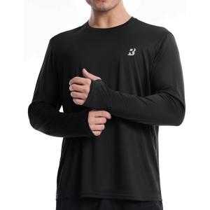 imageRoadbox Mens UPF 50 UV Sun Protection Shirts SPF Long Sleeve Lightweight Water Swim Rash Guard for Fishing Running HikingBlack