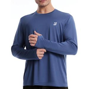 imageRoadbox Mens UPF 50 UV Sun Protection Shirts SPF Long Sleeve Lightweight Water Swim Rash Guard for Fishing Running HikingDeep Sea Blue