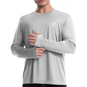 imageRoadbox Mens UPF 50 UV Sun Protection Shirts SPF Long Sleeve Lightweight Water Swim Rash Guard for Fishing Running HikingEcofriendly Gray
