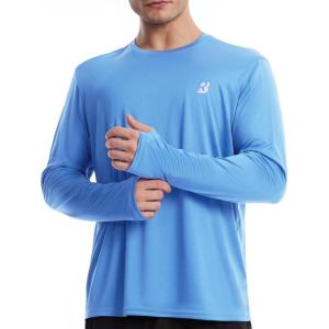 imageRoadbox Mens UPF 50 UV Sun Protection Shirts SPF Long Sleeve Lightweight Water Swim Rash Guard for Fishing Running HikingMedium Blue