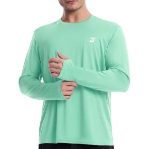 imageRoadbox Mens UPF 50 UV Sun Protection Shirts SPF Long Sleeve Lightweight Water Swim Rash Guard for Fishing Running HikingSeaweed Green