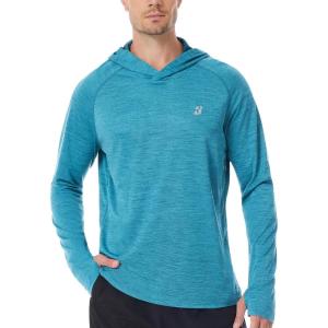 imageRoadbox UPF 50 Fishing Shirts for Men Long Sleeve SPF UV Sun Protection Hoodie with Thumb Holes Swim Running Rash GuardDark Blue
