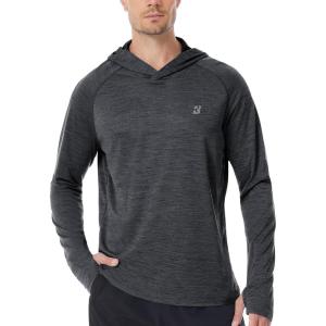 imageRoadbox UPF 50 Fishing Shirts for Men Long Sleeve SPF UV Sun Protection Hoodie with Thumb Holes Swim Running Rash GuardDark Grey