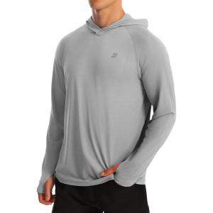 imageRoadbox UPF 50 Fishing Shirts for Men Long Sleeve UV Protection Sun Hoodie Swim Rash Guard for Hiking Running WorkoutLight Gray