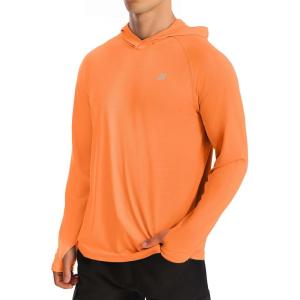 imageRoadbox UPF 50 Fishing Shirts for Men Long Sleeve UV Protection Sun Hoodie Swim Rash Guard for Hiking Running WorkoutOrange
