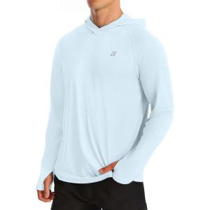 imageRoadbox UPF 50 Fishing Shirts for Men Long Sleeve UV Protection Sun Hoodie Swim Rash Guard for Hiking Running WorkoutSky Blue