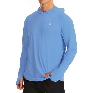 imageRoadbox UPF 50 Fishing Shirts for Men Long Sleeve UV Protection Sun Hoodie Swim Rash Guard for Hiking Running WorkoutUltramarine