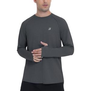 imageRoadbox UPF 50 Mens Swim Shirts Long Sleeve Sun Protection Fishing Rash Guard Quick Dry UV Hiking Shirt with ThumbholeDeep Gray