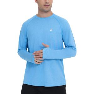 imageRoadbox UPF 50 Mens Swim Shirts Long Sleeve Sun Protection Fishing Rash Guard Quick Dry UV Hiking Shirt with ThumbholeLight Blue