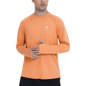 imageRoadbox UPF 50 Mens Swim Shirts Long Sleeve Sun Protection Fishing Rash Guard Quick Dry UV Hiking Shirt with ThumbholeOrange