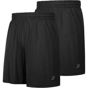 imageRoadbox Workout Shorts for Men Athletic Gym Running Basketball Quick Dry Short 7 Inch with Pockets for Fitness Sports 2 PackBlackblack