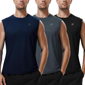 imageRoadbox Workout Sleeveless Shirts for Men Athletic Gym Basketball Quick Dry Muscle Tank TopsBlackgreydark Navy