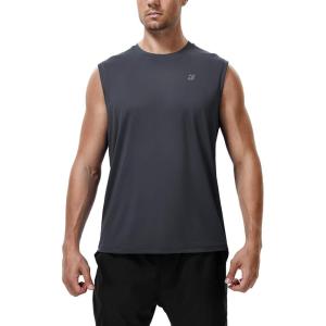 imageRoadbox Workout Sleeveless Shirts for Men Athletic Gym Basketball Quick Dry Muscle Tank TopsMedium Gray